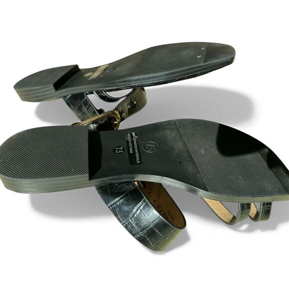 Dolce Vita Women's Black Croc Sandals Size 7.5 Square Toe Casual - Picture 4 of 7